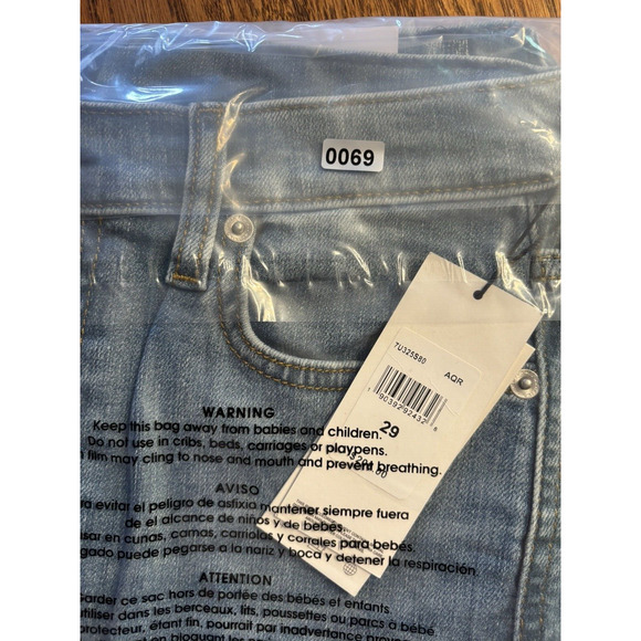 7 FOR ALL MANKIND High Waist Crop Straight Leg Jeans Distressed Women's Size 29 - Picture 15 of 15